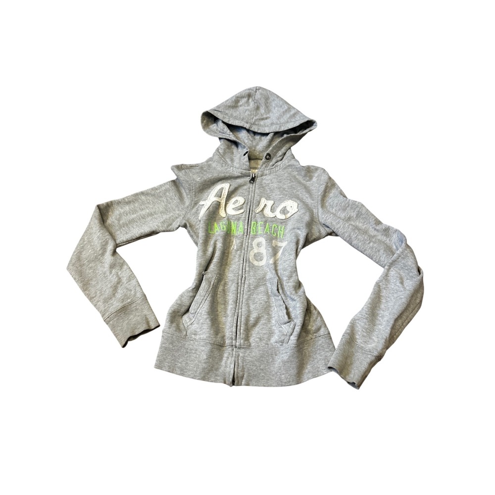 Aeropostale‎ Grey Zip Up Hoodie Laguna Beach CA 87 Graphic Print Women's Size S